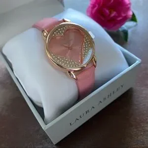 New! Laura Ashley Pink Heart Patent Strap Gold Rhinestone Watch Laura Ashley | Accessories | New Laura Ashley Pink Heart  main image 2